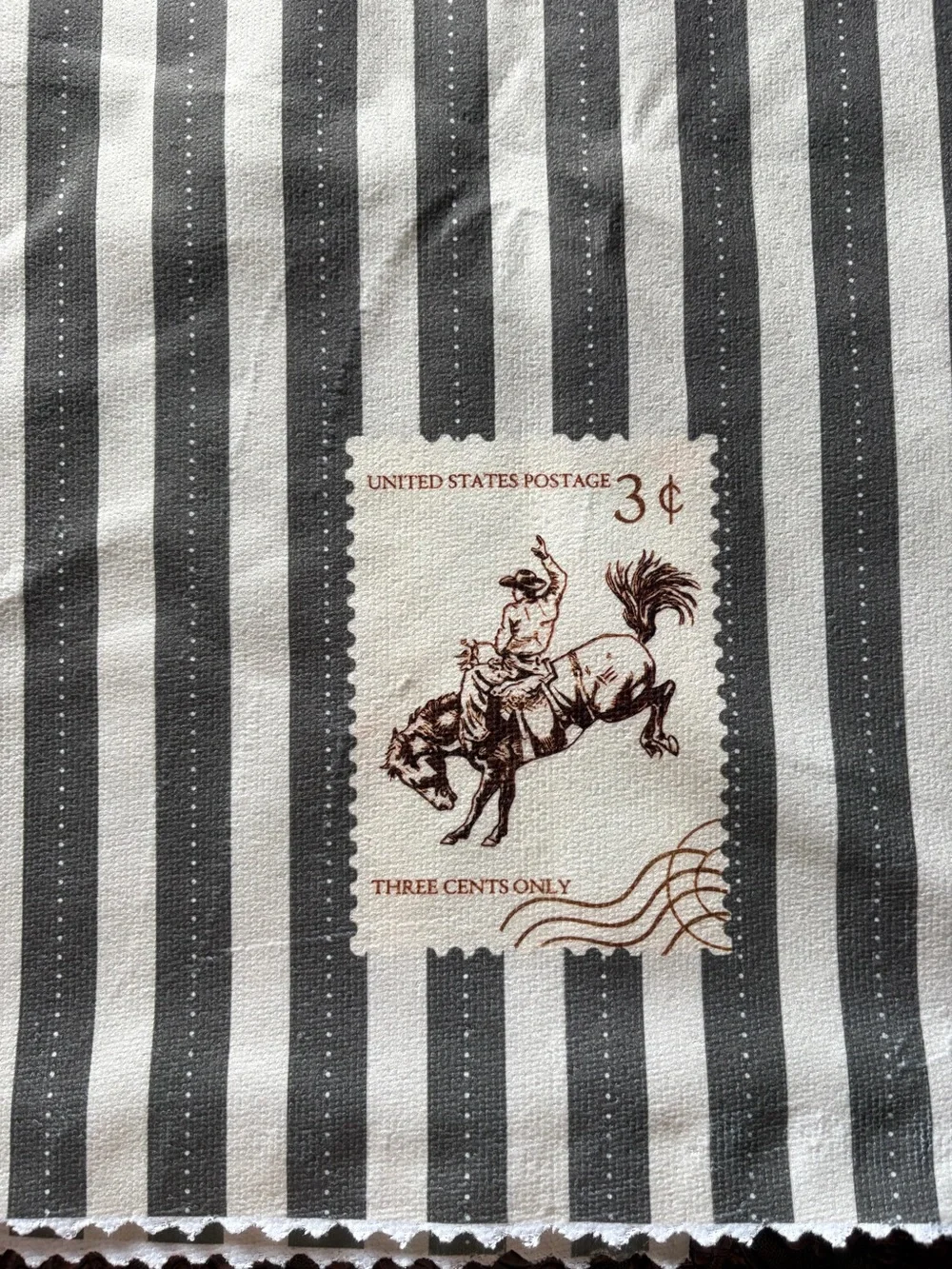 Western Cowboy Hand Towels Set 2 Rodeo Bronc Kitchen Bath Rustic Vintage Stamp